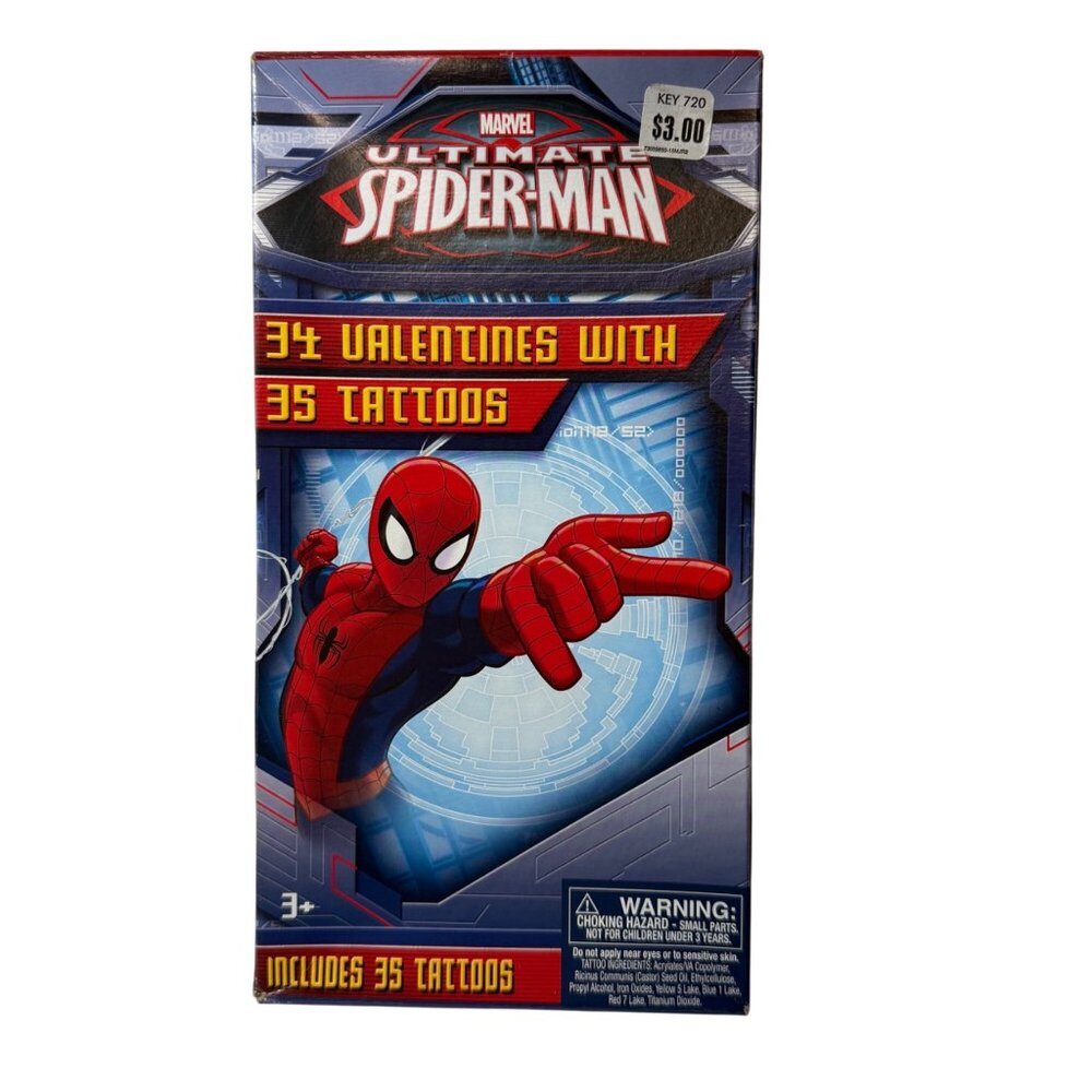 Marvel Ultimate Spider-Man Valentines Cards With Tattoos 34 Count Includes 7 Des